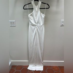 AQ/AQ White Halter Gown with Zipper